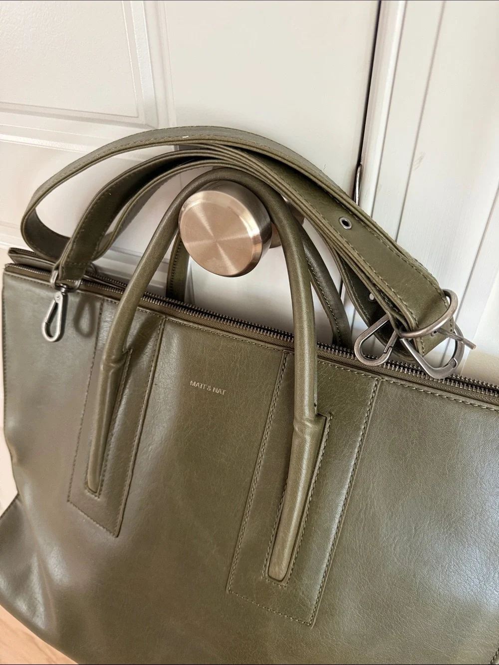 Matt & Nat Olive Green Vegan Leather Briefcase Tote